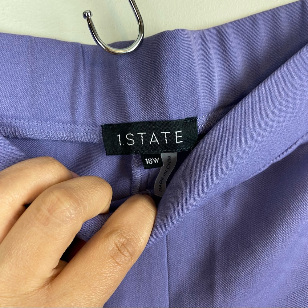 1.State Lavender Purple Split Front Crepe Pants Plus Size 18W Straight Leg - Picture 10 of 10